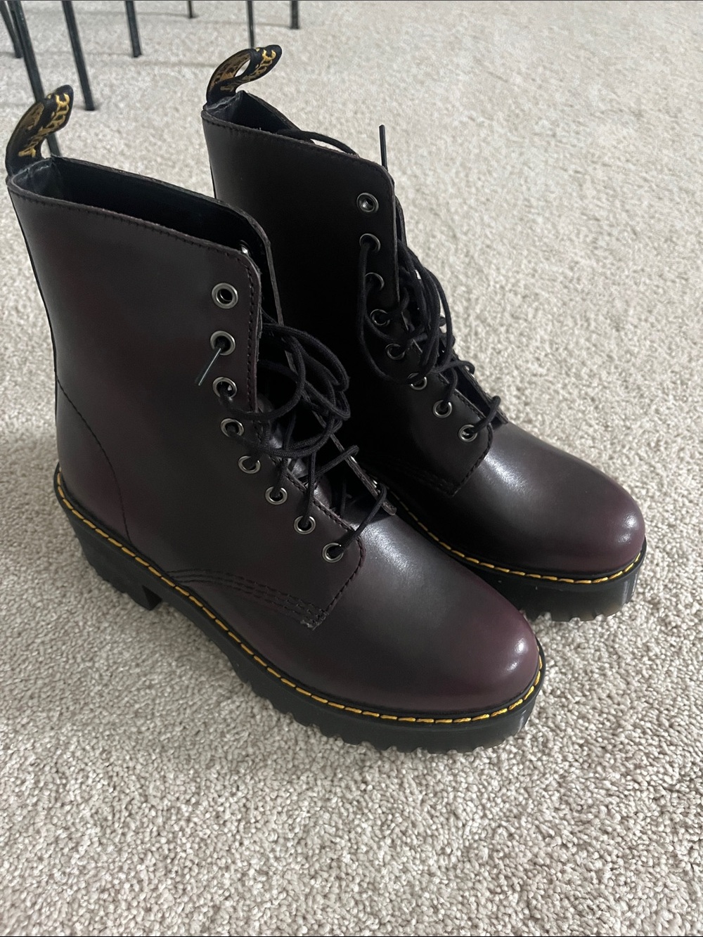 Dr. Martens New Never Worn Box included Women's Lace-Up Platform Boots Burgundy